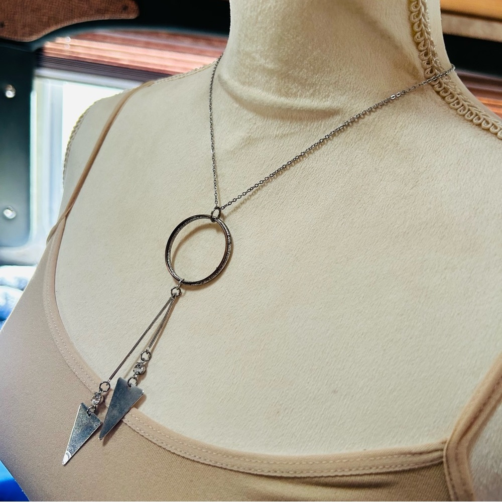 Handcrafted Repurpose Rhinestone Dangle Pendant O… - image 3